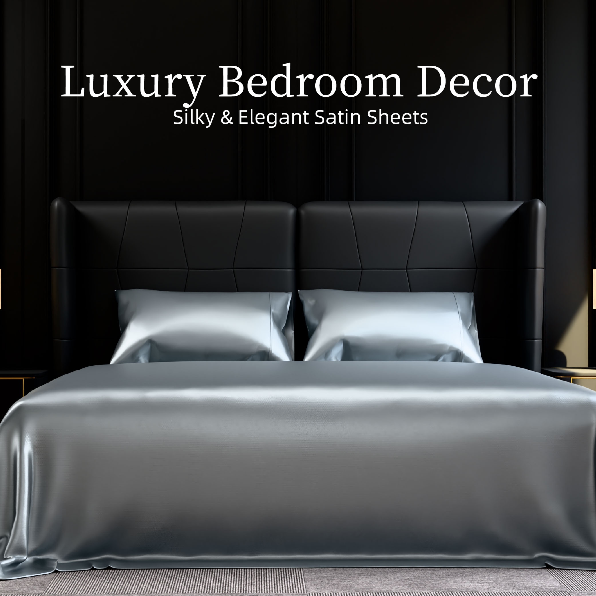 Satin Bed Sheets, King Size Sheets Set, 4 Pcs Silky Bedding Set With 15 Inches Deep Pocket For Mattress (King, Grey)_voghion.com